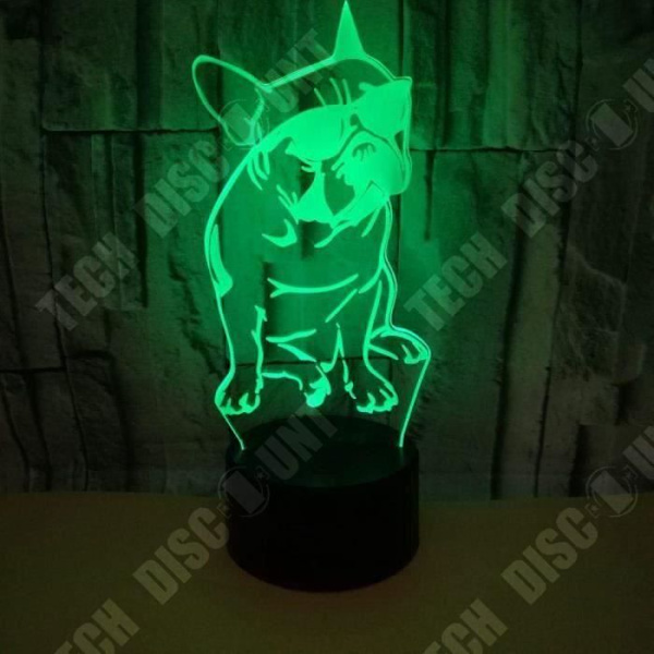 TD® 3D natlys lampe i farverig hundeform med fjernbetjening - Dekorativ hologram natlampe til værelset