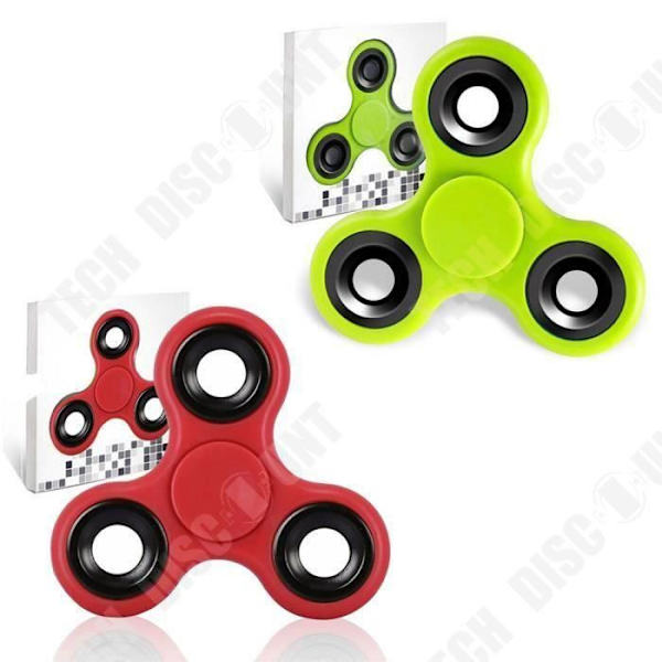 TD® Lot 2 Fidget Hand Spinner - Kolmio Leikki Aikuiset Lapset - Sormilelu - Rentoutuminen - Stressiä Vastaava - Vihreä - Punainen