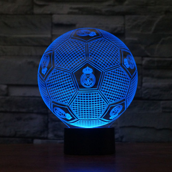 TD®Real Madrid fodbold lys 3D farverig berøringsfølsom LED visuel gave bordlampe natlampe sengebord atmosfære lys