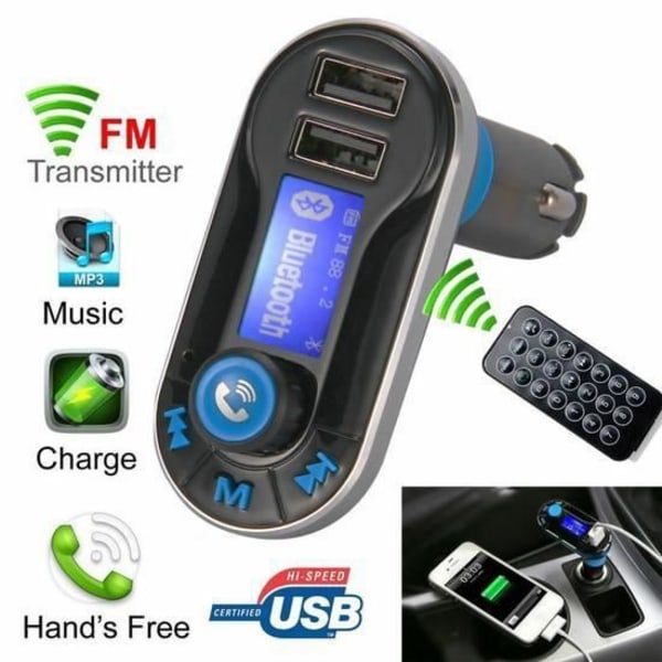 Bil Bluetooth FM-sändare MP3-spelare Trådlös högtalare för mobiltelefon