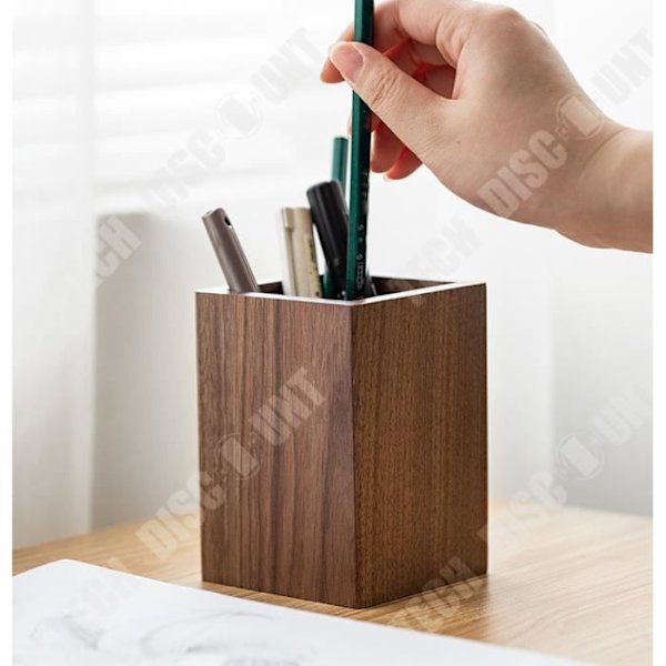 TD® Pennhållare pennhållare svart valnötsträ kontorsmaterial pappersvaror förvaringsrör present brun borsthink bu