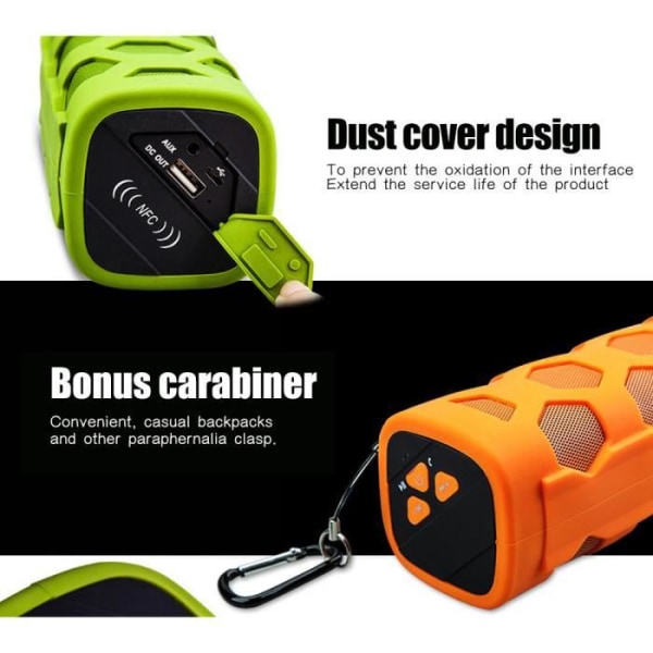 Vedenpitävä Bluetooth-kaiutin NFC Stereo iskunkestävällä langattomalla ulkoilmaurheilupuhujalla