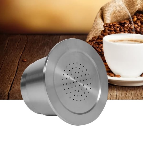 Återfyllbar återanvändbar kaffekapsel i rostfritt stål med sked kompatibel för Nespresso-CHE-maskin
