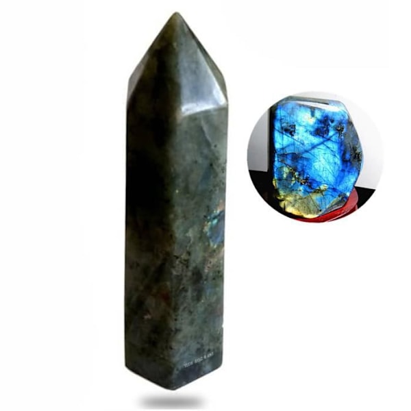 TD® Labradorite Tip Skyddande ädelsten, lugnande, positiv energi, avslappning Aura Chakra dekoration 16 x 4 cm