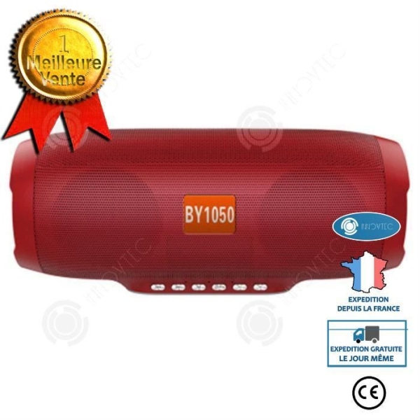 INNOVTEC Bärbar Bluetooth-högtalare - Trådlös minihögtalare - Vattentät - Röd