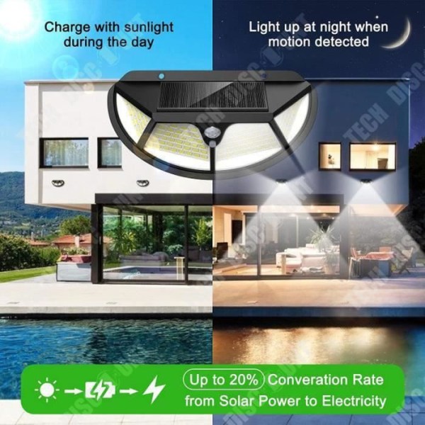 TD® DIY MORE Solcellelampe Udendørs 100led, 9 Pakke Udendørs Sollys Bevægningssensor 270° Vandtæt til Ja