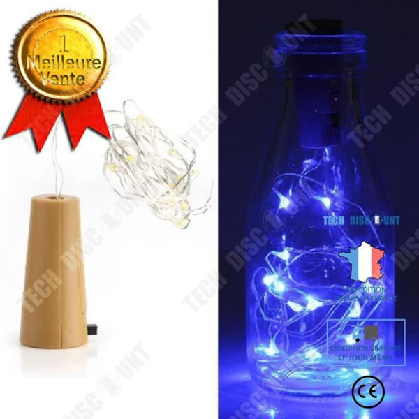 TD® LED String Lights Batteridriven flasklock Vattentät belysning med 15 lysdioder x1,4M för gör-det-själv-bröllopsfest, blå LITT1511