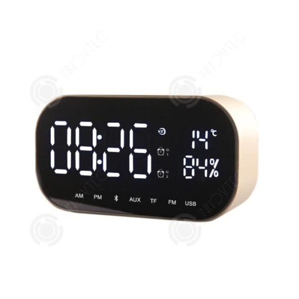 I® S2 trådlös Bluetooth-ljudkortsinsats U-skiva med väckarklocka radiotermometer utomhusdisplay universal guld