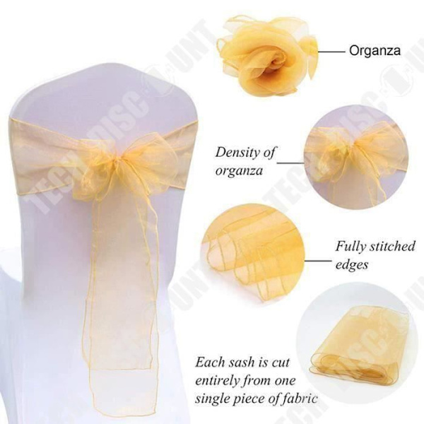 Organza Band - TD® - 100 st - 18x275 cm - Guld Färg - Bröllopsdekoration Guld