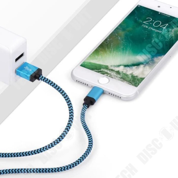 TD® Laddningsdatakabel för iPhone 11/XR/8/7/6/5 Flätat hamparep 2 m förlängning