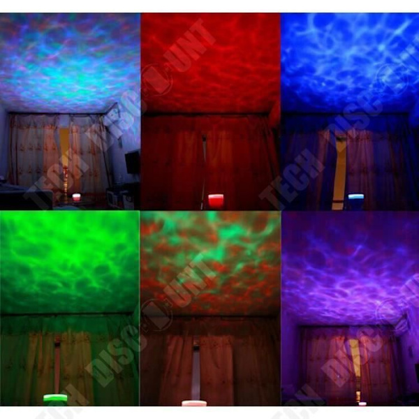 TD® LED natlysprojektor havstrand vand oceanisk USB opladning værelse højttaler MP3 farvet LED lys