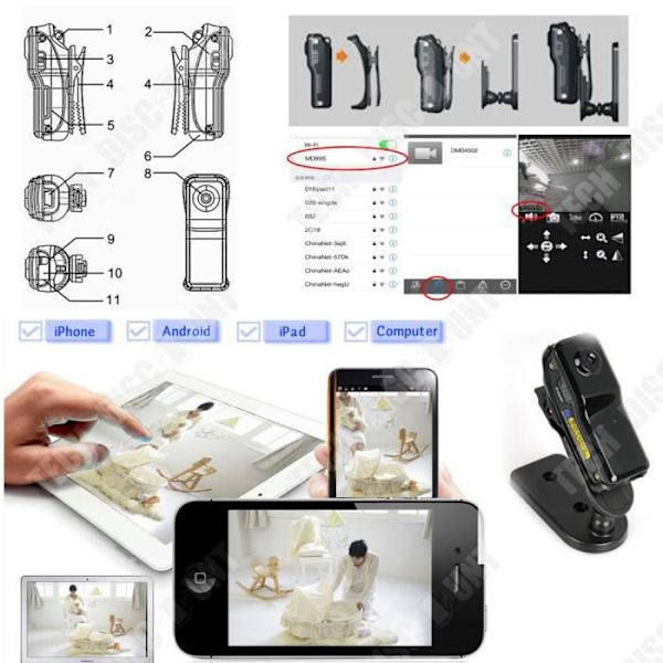 TD® dold kamera wifi usb trådlös spion säkerhetsram hem 1080p diskret mörkerseende liten mini infraröd svart