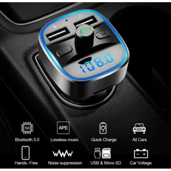 Bluetooth FM transmitter til biler jack handsfree adapter oplader radio LED skærm USB port original trådløs