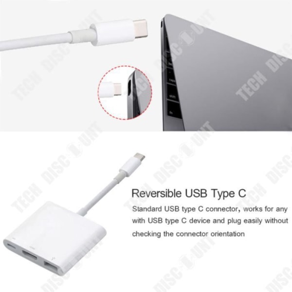 Multiportadapter - TD® - 3 i 1 - USB-C - AV - Uppladdningsbar