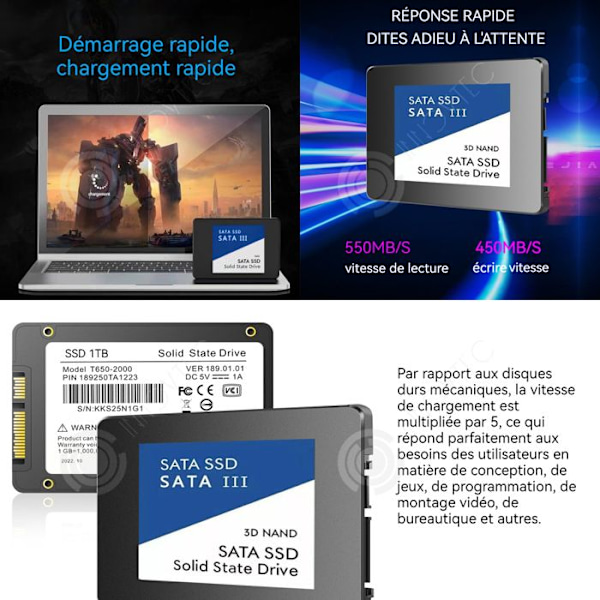 INN Intern Harddisk INN® 1To SATA3,0 SSD højhastighedsoverførsel 350 M/s med systemet Winxp+Windows7/8/10/11+OS harddisk sol