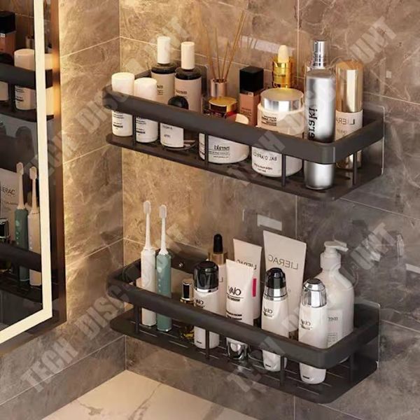 TD® Badeværelse opbevaringshylde uden hulboring opbevaringshylde til kosmetik 2 dele, 1 sæt