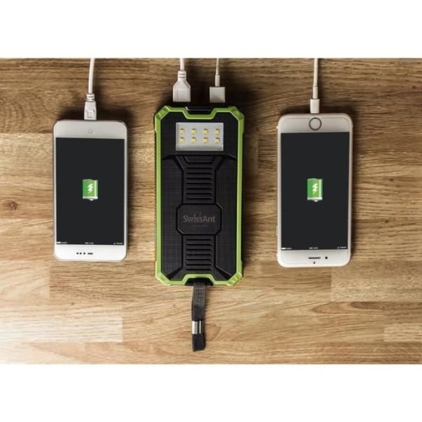 15000mAh Solarbatteri Power Bank, bærbar nødoplader, vandtæt ekstern batteri med 8 LED og dobbelt USB