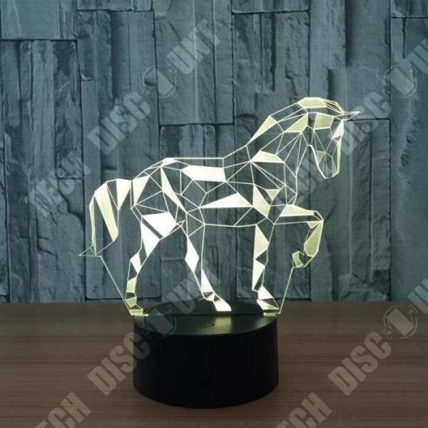 TD® Optisk bordslampa dekorativ taktil 7 färger optisk illusion - hästmodell - låg förbrukning USB-kabel eller 3 batterier