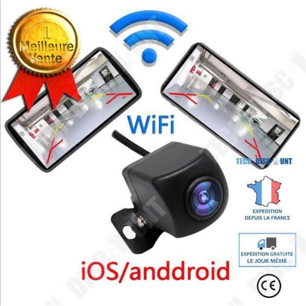 TD® wifi bil trådlös backkamera vattentät mörkerseende skärm mobiltelefon bakåtbild