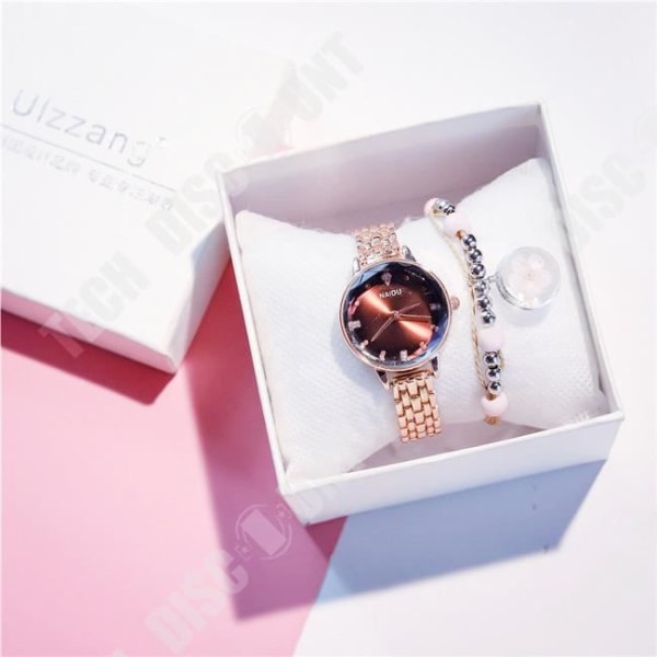 TD® Diamond Mirror Rhinestone Par Quartz Watch Set Net Red Hot Ultra-tunn stålarmband Damklocka