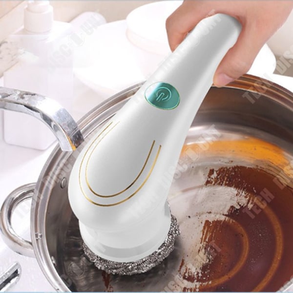 TD® multifunktionell elektrisk borste för rengöring 5-huvuden handhållen borste för köksdiskborste Pot &amp; skopa