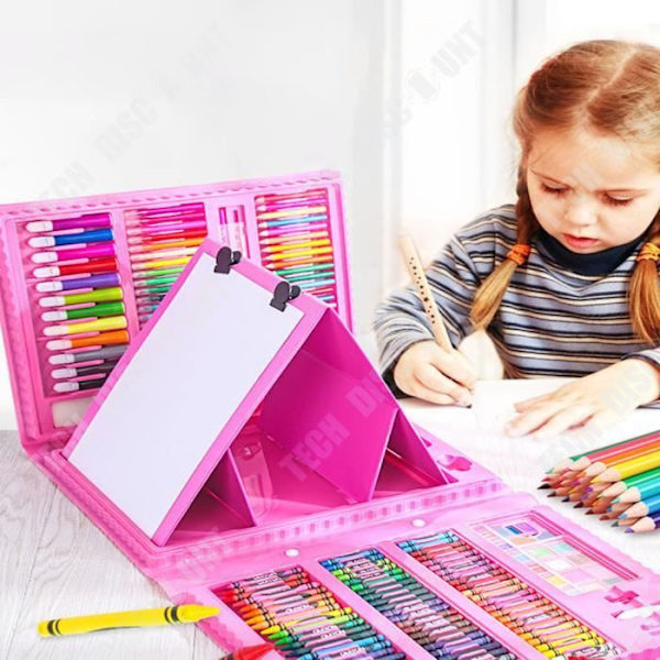 TD® Maalaustarvikkeet 208 osaa kaksipuoleinen easel oppilaille akvarellikynäsetti lapsille pasteliliidut öljyyn