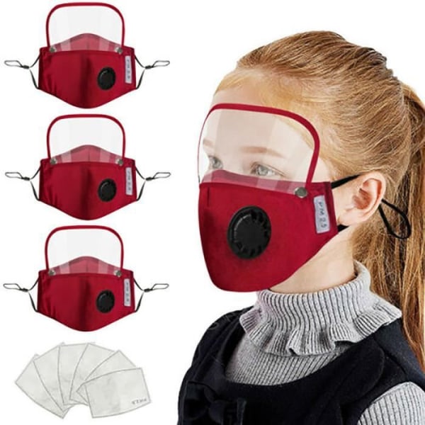 13 st Återanvändbara ansiktshälsoskyddsmasker i bomull med avtagbara bandanaögon, med 39 filter~röda