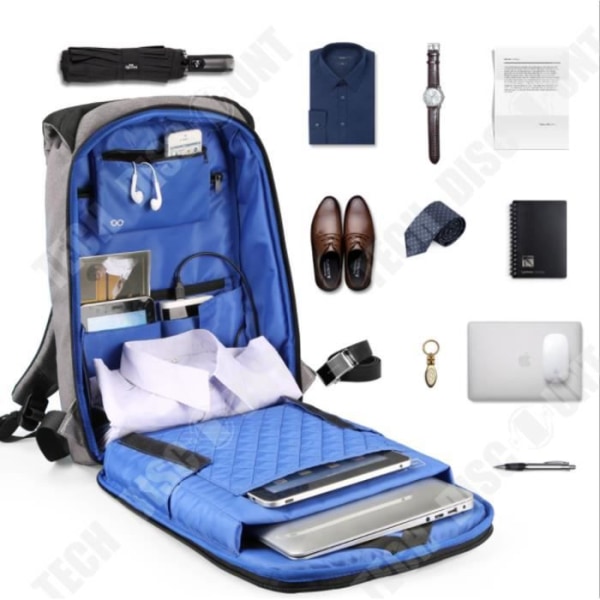 TD® Stöldskydds-USB-ryggsäck och laddningsport Regntät Mode Bärbar Tablet PC-vagn
