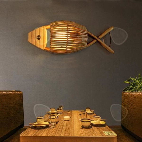CONFO® Applique Forberedelse retro Fisk flet i bambus Café Bar Vinhus stuen Dyrke restauranten