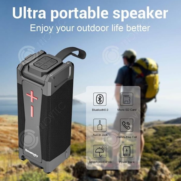 INN® utomhus bluetooth högtalare svart subwoofer högtalare inbyggt litiumbatteri bärbar strömförsörjning ljudkort m