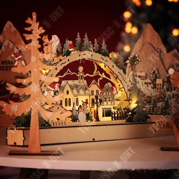 TD® juldekorationer i trä, lysande LED-julgran, fönsterdekorationer för köpcentrum, kreativa julklappar