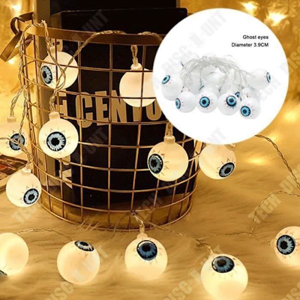 TD® LED Halloween Ghost Festival String Lights - Dubbelsidiga Ghost Eyes - 3 meter 20 ljus