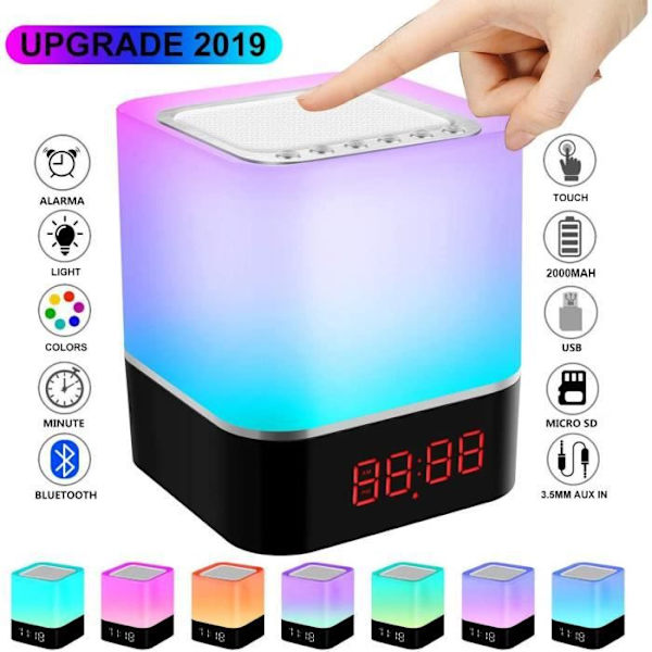 Stillcool® 5 i 1 Bluetooth-högtalare LED-nattlampa Trådlös sängväckarklocka Högtalare Färgskiftande humör