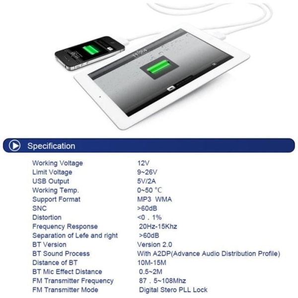 Bil MP3 Audioafspiller Bluetooth FM Sender Trådløs FM Modulator Bil Kit Handsfree LCD Display USB Oplader til iPhone Samsung