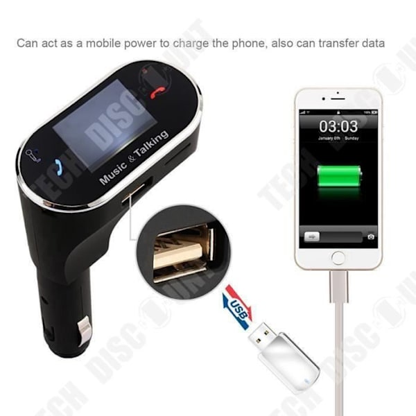 TD® Kit LCD Bluetooth bil trådløs USB MP3 FM Radio transmitter - Biltilbehør Bluetooth hændsfri kit, fjernbetjening, USB