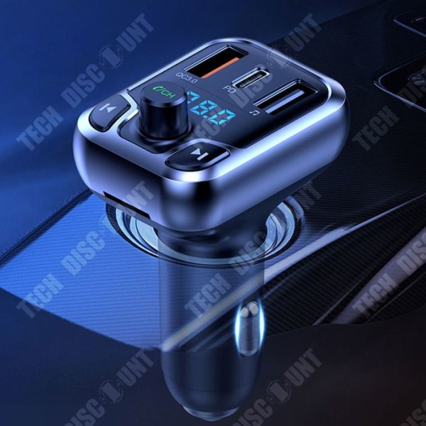 TD® T68 Bluetooth biloplader MP3 FM transmitter USB nøglelæser hurtig oplader bilinterface biloplader