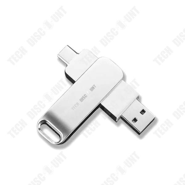 TD® 128GB High Speed USB3.0 Flash Drive för Type-C Interface Mobiltelefon PC Smart TV Tablet PC Bilstereo Metallic Silver