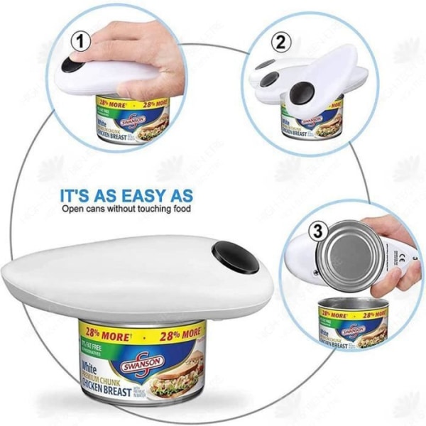 HTBE® One Touch automatisk burköppnare, elektrisk locköppnare, glaskniv, 8-diagram bärbara köksartiklar