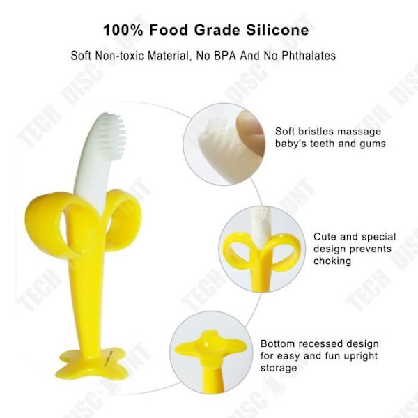 TD® tandbørste banan baby børn rejse tandstang molar dreng pige 3 år læring uddannelsesmæssig sensorisk udvikling ergonomisk leg
