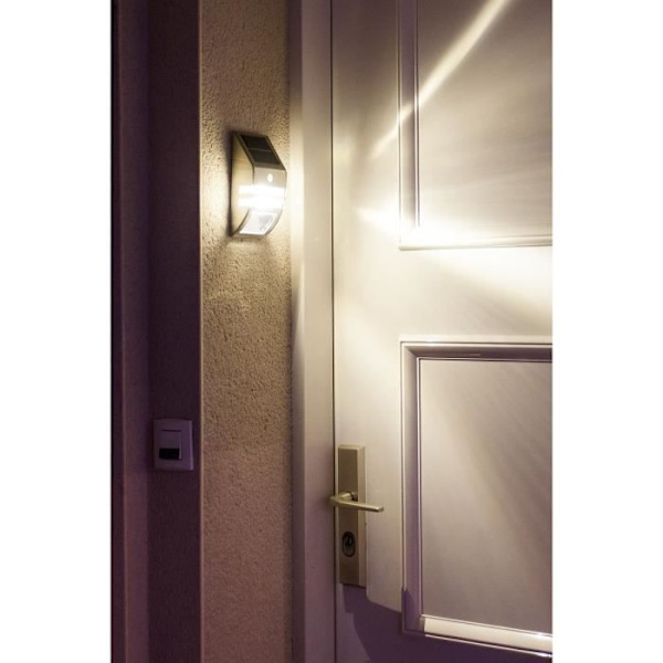 Solarspotlight i rostfritt stål med närvarodetektor - GALIX - Vägglampa typ - 25 Lumen - 8 timmars belysning Rostfritt stål