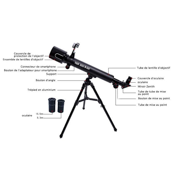Astronomiskt teleskop - TD® - Monokulär - Zoom 60x - Förstoring 30x/60x - 50 mm objektiv