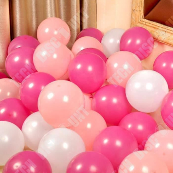 TD® Paket med 100 stycken uppblåsbara ballonger - rosa + mjukt puderrosa + vitt 2,2 g - matt tjock 10 cm latexballongdekorationer