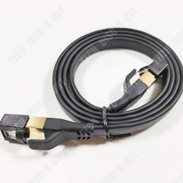 TD® RJ45 platt Ethernet-kabel 1 m Svart Cat 8 High Speed Ethernet nätverksanslutningskabel Kategori 8 Standardkabel UTP-skärmad kabel
