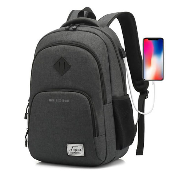 TD® Rygsæk til bærbar computer 17,3 tommer til mænd og kvinder med USB-opladningsport til universitet og erhvervsliv 35L (17,3 tommer, B6-Grå)