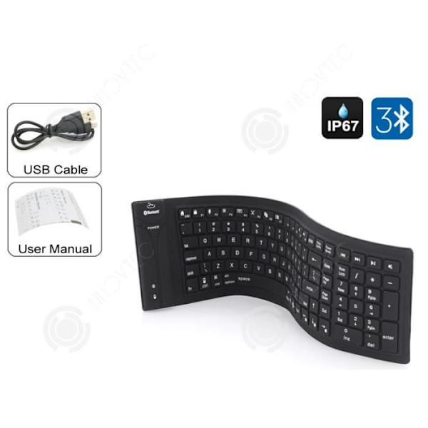 INN® Silicon Keyboard Silica Gel USB 108 Keys Folding Bluetooth Trådlöst vattentätt tangentbord