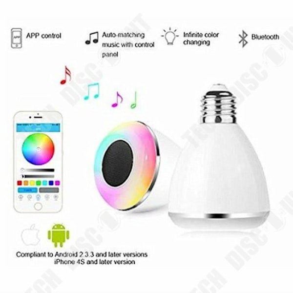 TD® Smart Light bulb Bluetooth LED-högtalare - Vit trådlös röstbrevlåda - Multifunktionell - Vitt ljus