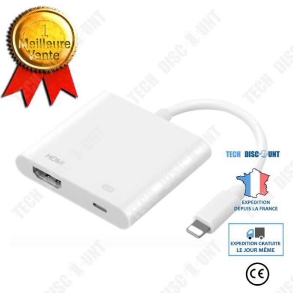 TD® Lämplig för iPhone till HDMI Samma skärm Kabel Lightning till HDMI Adapter Kabel HD TV Kabel 7-8 - XS