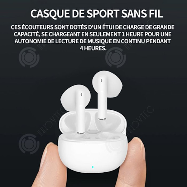 INN Langaton bluetooth-kuulokkeet 4.5x5.5cm kuulokkeen koko, bluetooth-kuulokkeiden intra-aurikulaarinen melunvaimennus pitkäkantoinen.