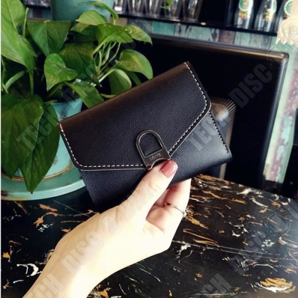 TD® PU Læderpung Sort Kvinder Daglig Brugs Håndtaske af Kvalitet / Clutch / Trykknap
