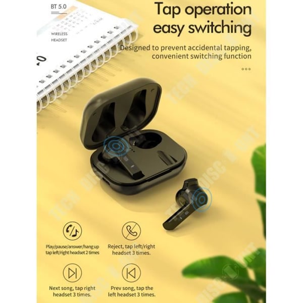 TD® Øretelefoner ES34 Binaural Stereo/Vandtæt Mini Sport Bluetooth Højttaler Hovedtelefoner 5.0/med Hurtig oplader forbindelse stabil